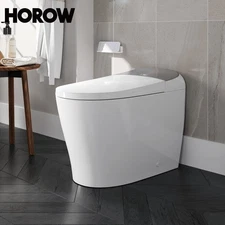 Toilet Smart Bidet LED Temp Display Elongated Toilet Auto Flush Dryer Tankless