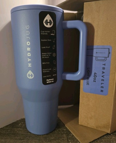 HydroJug Traveler - Bottiglia d'acqua da 40 oz con manico e cannuccia ribaltabile, blu chiaro - Foto 2 di 3