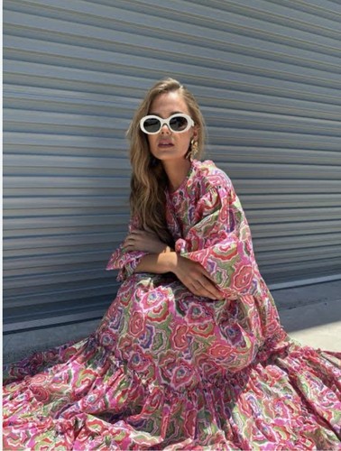 La Boheme Girls Camila Maxi Dress Cotton Agate Candy Apple One Size NWT $299 - Picture 11 of 11