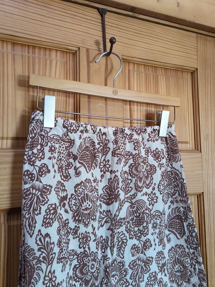 Falda midi para mujer Putumayo 100 % lino talla pequeña cintura elástica marrón marfil Foto 3 de 4