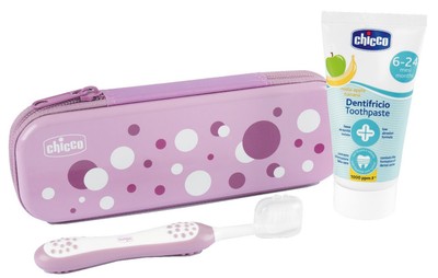 Chicco Junior Toothbrush + Toothpaste 6-24M With Lilac Case