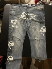 Ice Cream BBC Men’s Jeans Sz 42 X 34 Light Wash Dog Running Graphic Jeans