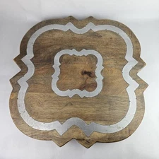 GG Collection Lazy Susan Wooden With Metal Detailing ~20" Diameter Square Heavy