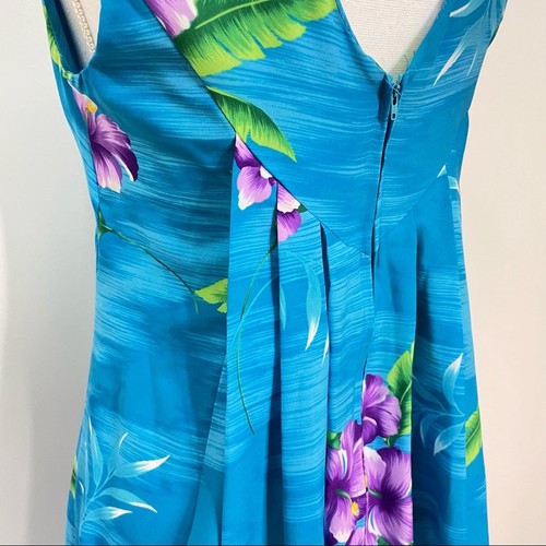 Hilo Hattie’s Hawaii 70er Vintage Gr. 8 blau Blumen Hibiskus Schleppe Maxikleid - Bild 5 von 14