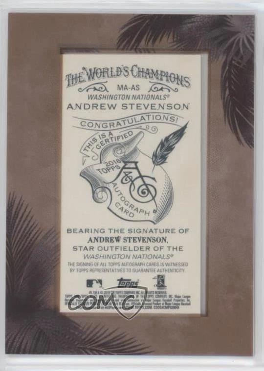 2018 Topps Allen & Ginter Mini Framed Andrew Stevenson #MA-AS Rookie Auto RC - Image 2 of 2