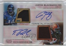 2012 Topps Platinum 7/25 Justin Blackmon Trent Richardson Dual Patch Auto 3c7