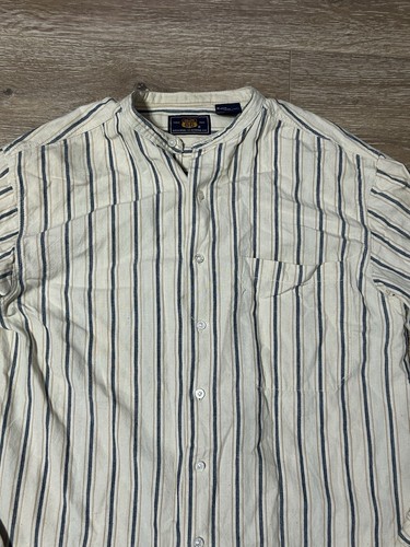 VTG Long Sleeve Striped Retro Button Down Y2K 90s Size M Route 66 Grunge Preppy - Picture 2 of 8