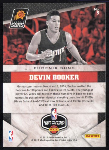 Devin Booker 2016-17 Panini NBA Player of the Day #9 Phoenix Suns - Picture 2 of 2