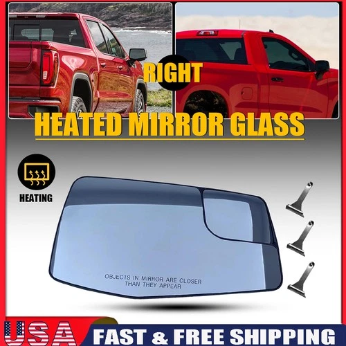 Fit SIERRA 2019-2024 1500 3500 SILVERADO 2500 Mirror Heated Glass Side Passenger