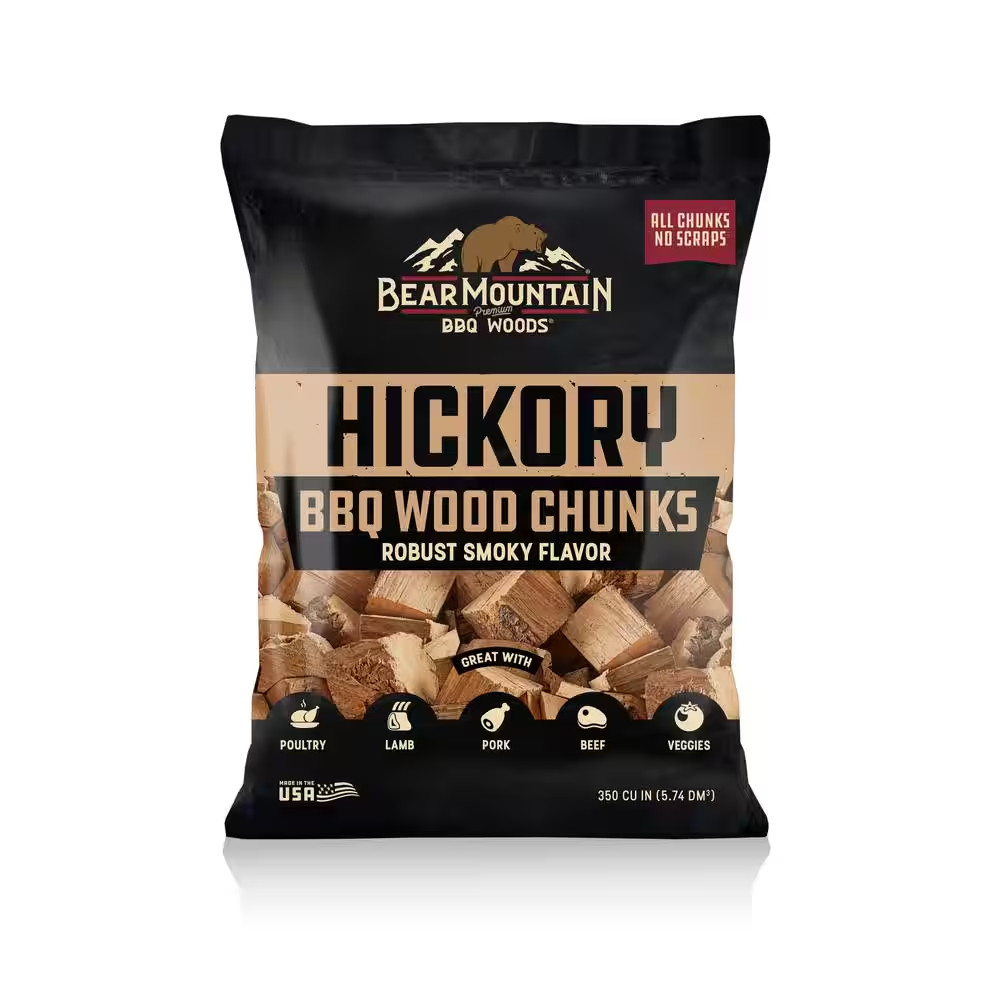 350 Cu In BBQ Hickory Wood Chunks for Smoking & Grilling – Natural Barbecue Flav