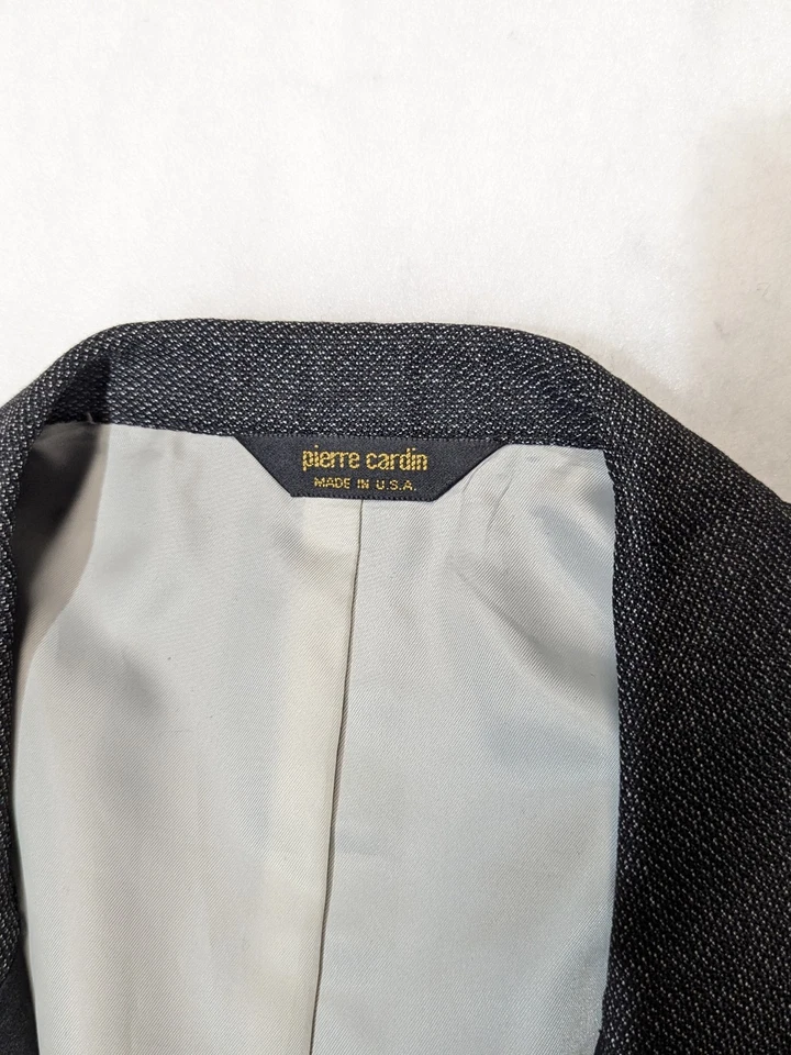 PIERRE CARDIN Vtg 70s 80s Gray Tweed TUXEDO BLAZER SUIT COAT JACKET Men's 48L - Image 3 of 4
