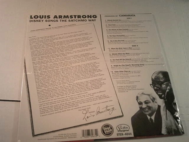 Disney Songs The Satchmo Way Louis Armstrong Vinyl Record, NEW - Image 2 of 2