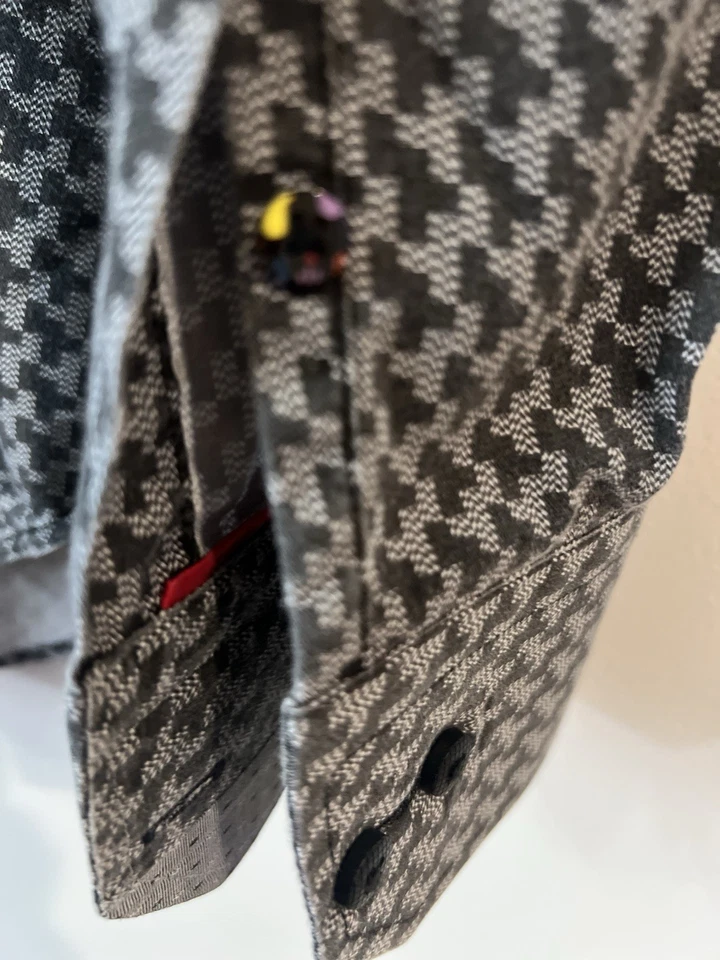 Camisa con botones Luciano Visconti M para hombre negra y gris Foto 4 de 4