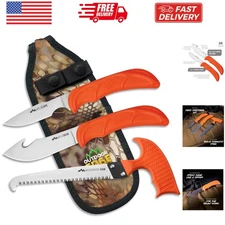 WildGuide 4-Piece Hunting Knife Set & Field Dressing Kit | Featuring Razor-Sh...