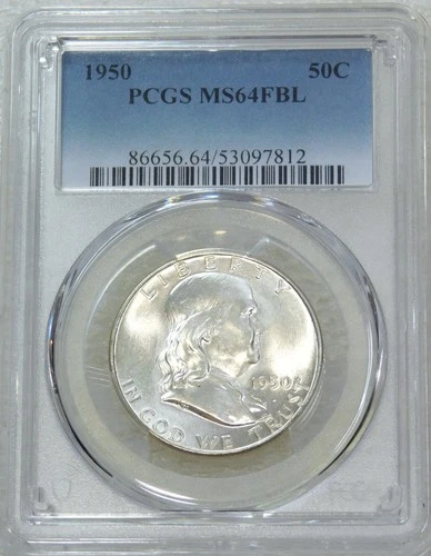 1950 Franklin Half Dollar PCGS MS64FBL Frosty White PQ New Holder #Q308H