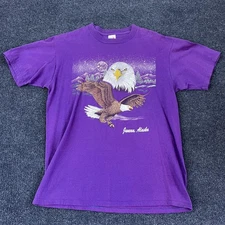 Vintage Juneau Alaska Bald Eagle Shirt Mens Large Purple Jerzees Made USA 90s