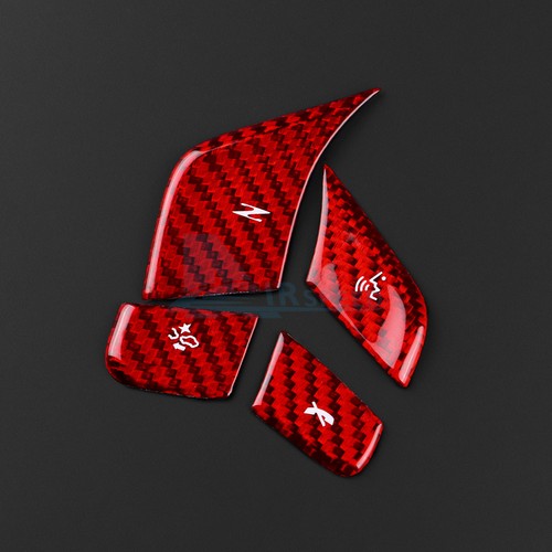 Hard Red Carbon Fiber Steering Wheel Voice Button Cover For Corvette C8 2024-25 - Bild 9 von 10