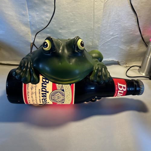Large 22'' Vtg 1995 Budweiser Beer Lighted Talking Frog Sign NOT WORKING