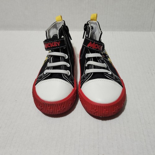 Zapatos Mickey Mouse Talla 9 Niño Pequeño Negro Rojo Zapatillas Altas Pluto Cremallera - Imagen 5 de 10