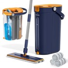 3-Tank Mop and Bucket Set with Wringer  4 Microfiber Pads for Cleaning