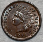 AU-UNC 1884 Indian Head Cent, Fully Lustrous & Sharply Struck.