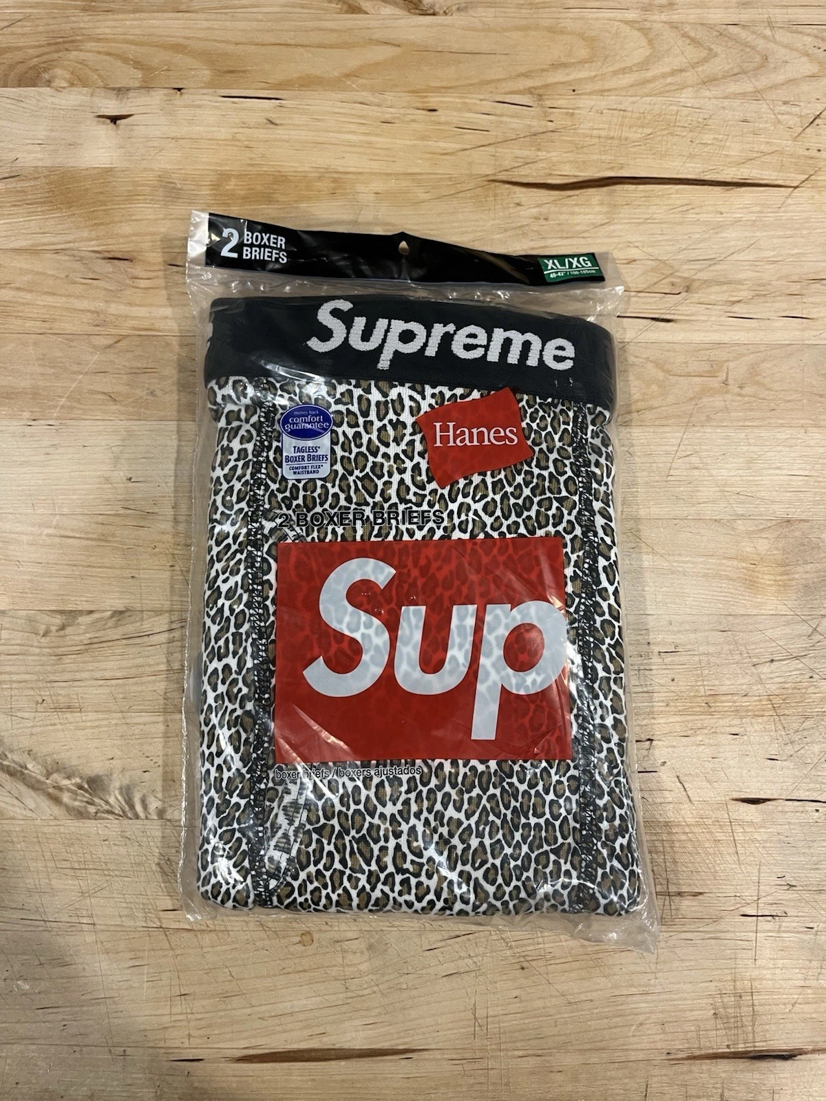Lot de 2 boxers Supreme logo léopard créateur Hanes neuf XL