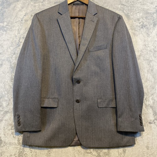 Lauren Ralph Lauren Sport Coat 44R Gray Herringbone 2 Button Classic Career - Picture 1 of 11