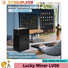 4Th/s Lucky Miner LV08 Crypto Miner Bitcoin Miner BTC Solo Lottery Mining *NEW