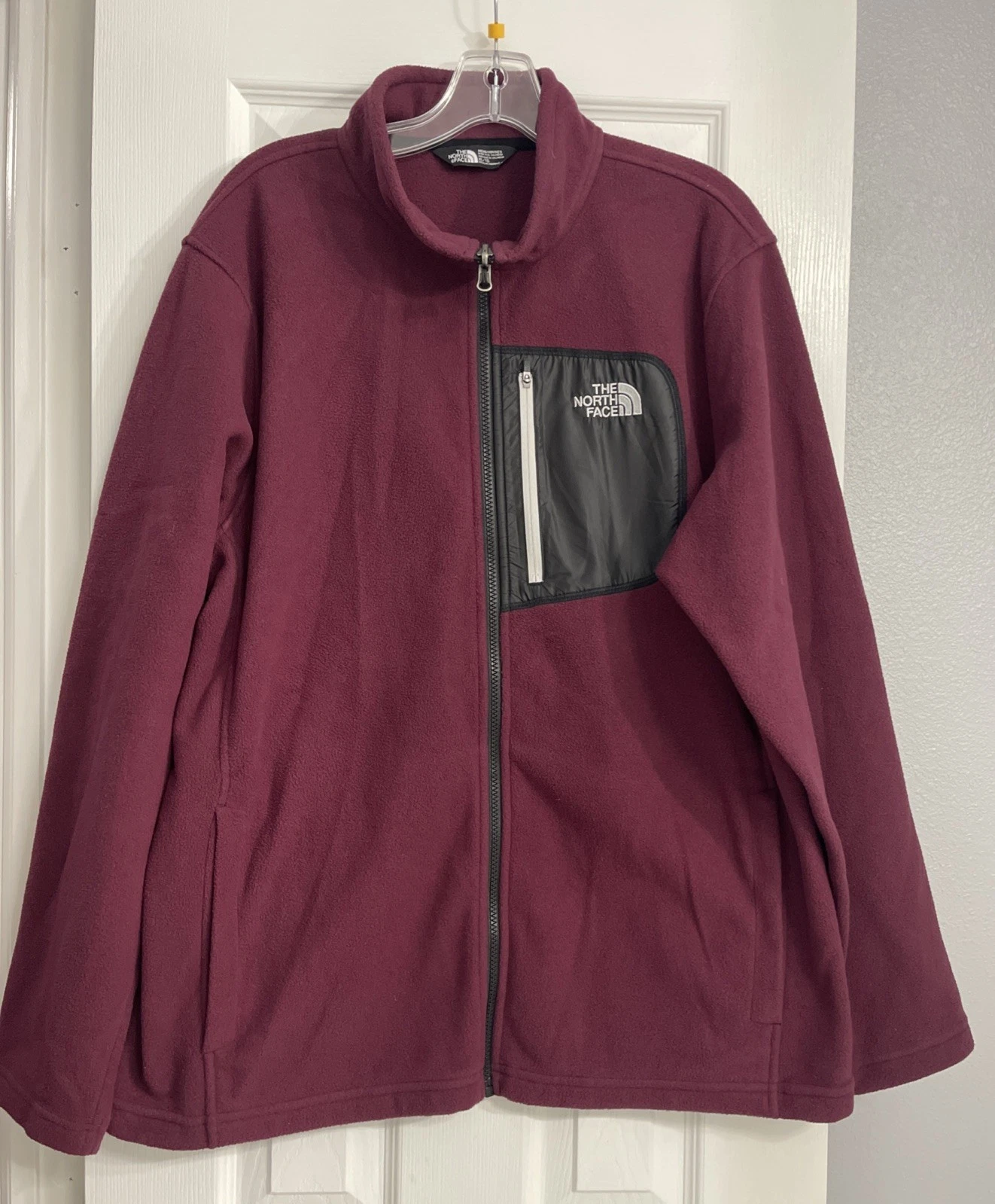 The North Face Full Zip Fleece Jacket Mens Xl Burgundy Lightweight