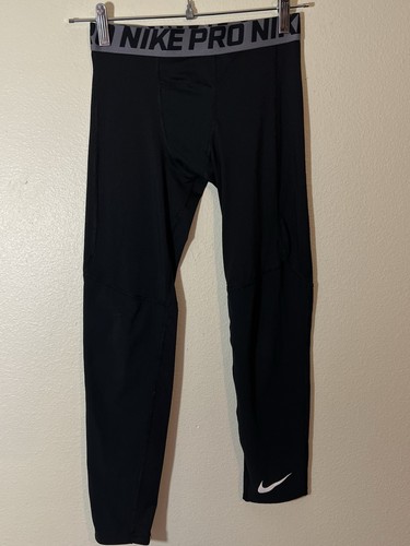 Nike Pro Boys Black Full Length Spandex Tights - Size Medium - Picture 7 of 9