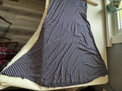 Torrid Blue Striped Asymetric Flare Maxi Skirt Women’s 0 (L) Flowy Boho Career - Picture 2 of 7