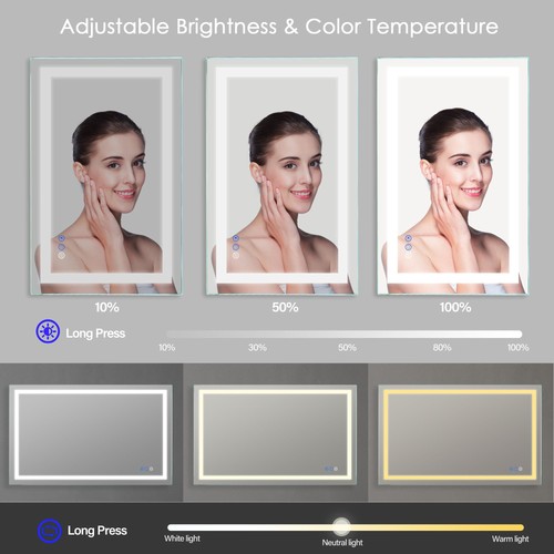 Espejo de Baño con Luces, 16×24 Pulgadas Ultra Brillante Iluminado 16"L x 24"W - Imagen 3 de 9