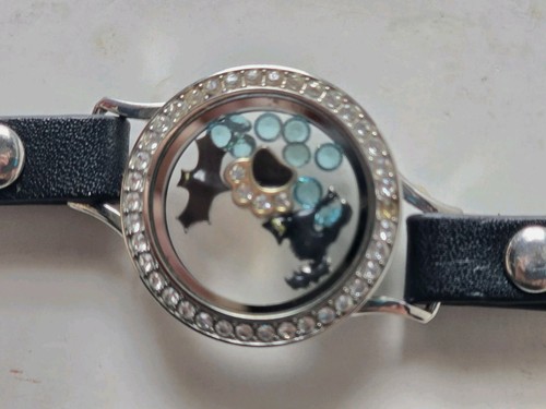 Origami Eule 15" SCHWARZ Leder Doppel Wickel Armband Medaillon KATZE PFOTE FLEDERMAUS HALLOWEEN - Bild 3 von 8