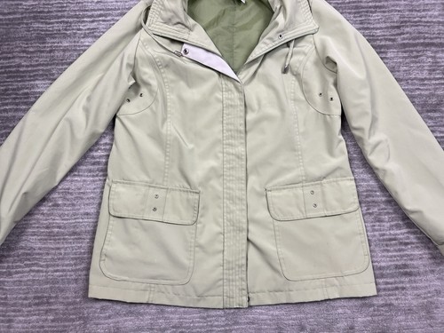 White Stag Jacket Womens Medium Green Full Zip Snap Hooded Polyester Lined - Picture 3 of 12