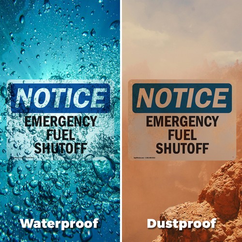 (2 Pack) Emergency Fuel Shutoff OSHA Notice Sign Decal Metal Plastic - Bild 6 von 22