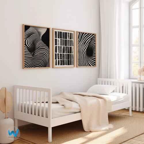 Black & White Geometric Abstract Lines Poster Set of 3 - 12X16/16X20/18X24/24X36 - Picture 13 of 15