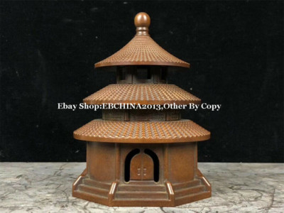 5.5'' Collect China Ancient Art Bronze Towers Pagoda Incense Burner Sculpture