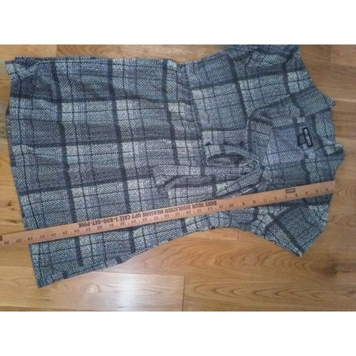 Miss Chievous Gray plaid tunic shirt Large short sleeve cotton knit career casua - Picture 8 of 8