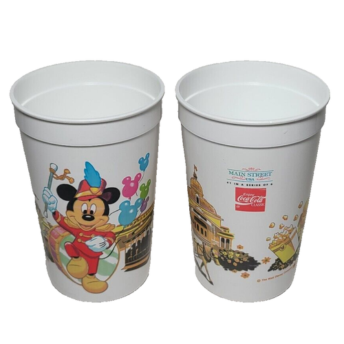 Walt Disney 80er Coca Cola Kunststoff Souvenir Tassen Main Street Mickey Mouse - Bild 2 von 13