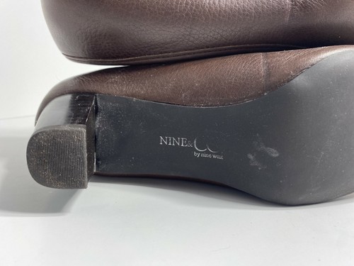 Nine & CO Women's Leather Brown Heels - Decorative Tab - Square Toe - Size 6 M - Picture 10 of 12