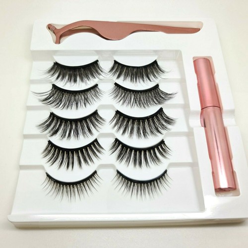 Waterproof Magnetic Eyeliner with Eyelashes and Tweezer 5 Pairs Set Long Lashes - Picture 4 of 24