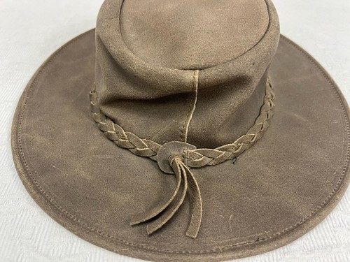 Vintage Minnetonka Leather Fold Up Hat Australian Outback Hat Size Large - Picture 4 of 7
