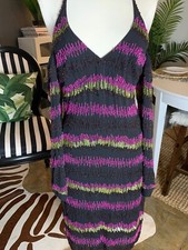 Nicole Miller Vintage Off The Shoulder Multicolor Beaded Dress 2 Holidays Events