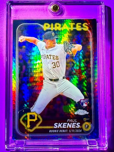 Paul Skenes RARE SILVER HYPER REFRACTOR ROOKIE TOPPS CHROME RC PIRATES SP MINT! - Picture 5 of 8