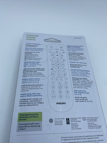 Mando a distancia universal Philips hasta 3 dispositivos preprogramados Roku Samsung nuevo - Imagen 5 de 8