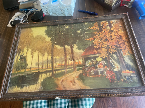 Dutch Flower Market, Vintage, Ornate Frame, Goldtone, Print by Louis Seybold - Picture 5 of 8