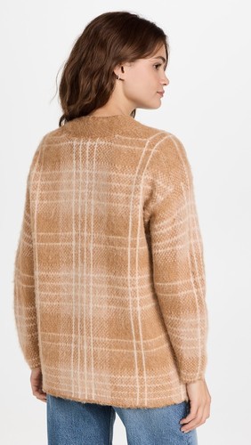 Vince Brushed beige Scotch Plaid alpaca Cardigan size M/ L - Picture 2 of 10