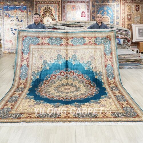 8x11ft Large Blue Hand Knotted Carpet Handmade Luxury Sofa Silk Area Rug TJ946A
