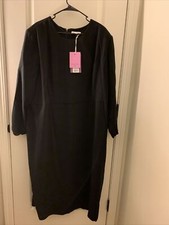 Sergio Hudson Women's Black Midi Dress Strong Shoulder Choose Your Size