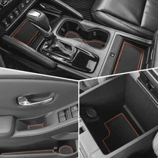 Auovo Center Console Mats Compatible with Nissan Frontier 2022+ (Orange Trim)